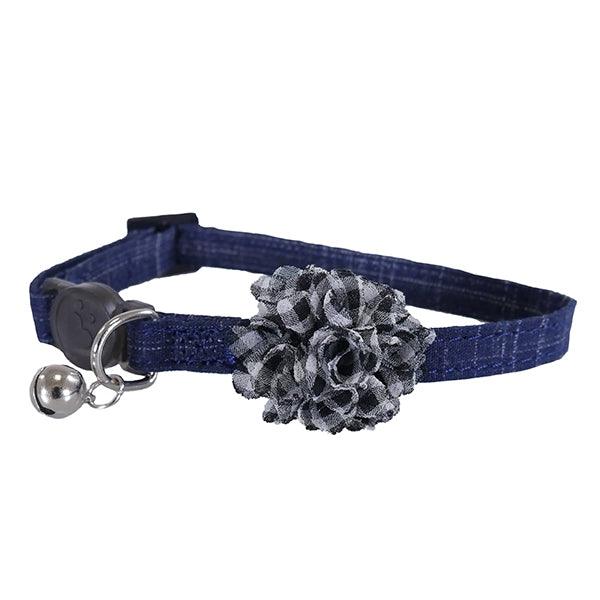 Elegant Blue Scrunch Cat Collar in Luxurious Rosewood Design