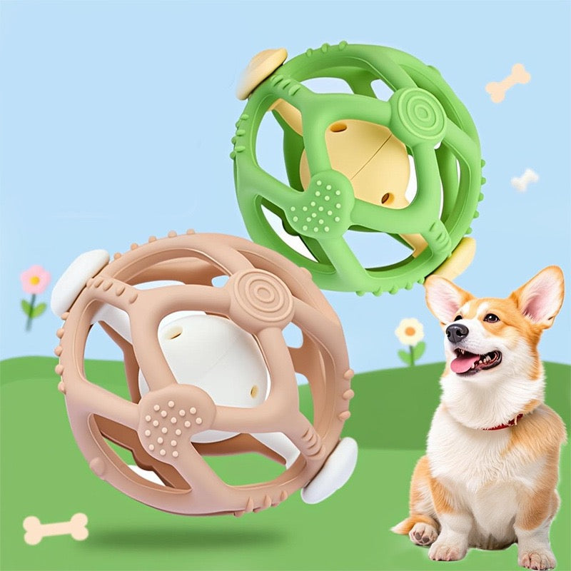 046 Silicone Soccer Bell Pet Ball Toy