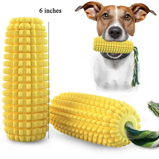065 Squeaky Corn Dog Toothbrush Chew Stick