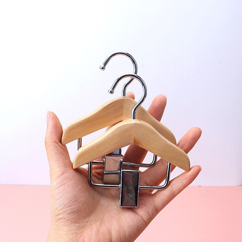 078 Solid Wood Pet Clothes Hangers with Pants Clips
