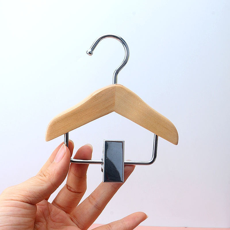 078 Solid Wood Pet Clothes Hangers with Pants Clips