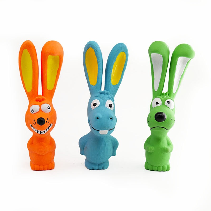 086 Long-Eared Animal Latex Squeaky Dog Chew Toy