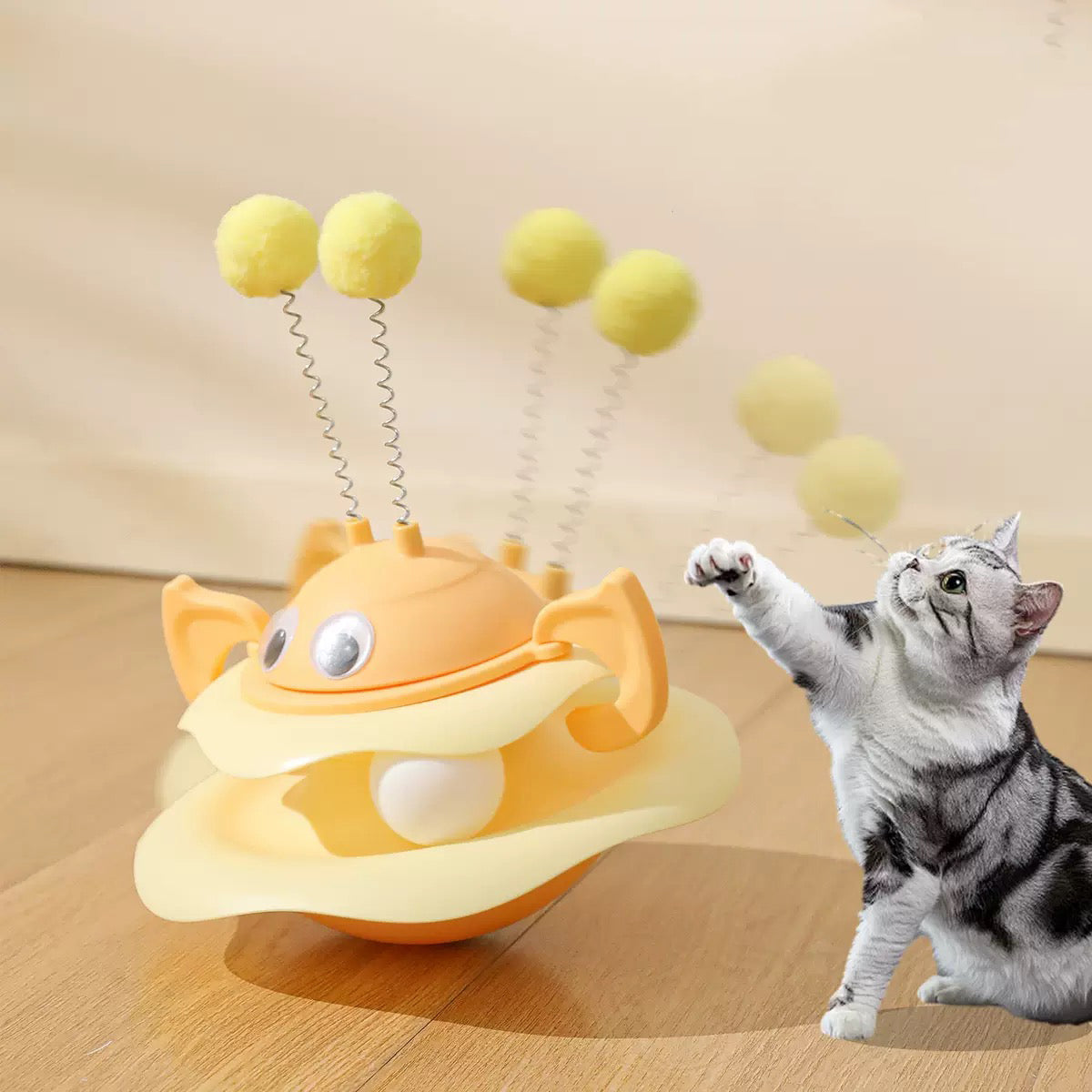 100 Cute Bee Tumbler Turntable Cat Toy